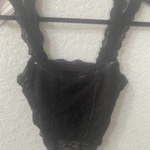 Lace Overlay Tank Top Half Cami Small